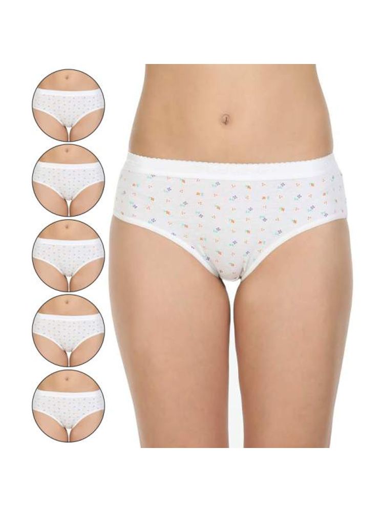 Bodycare Printed Cotton Briefs In White Color (Pack Of 6)-image-0