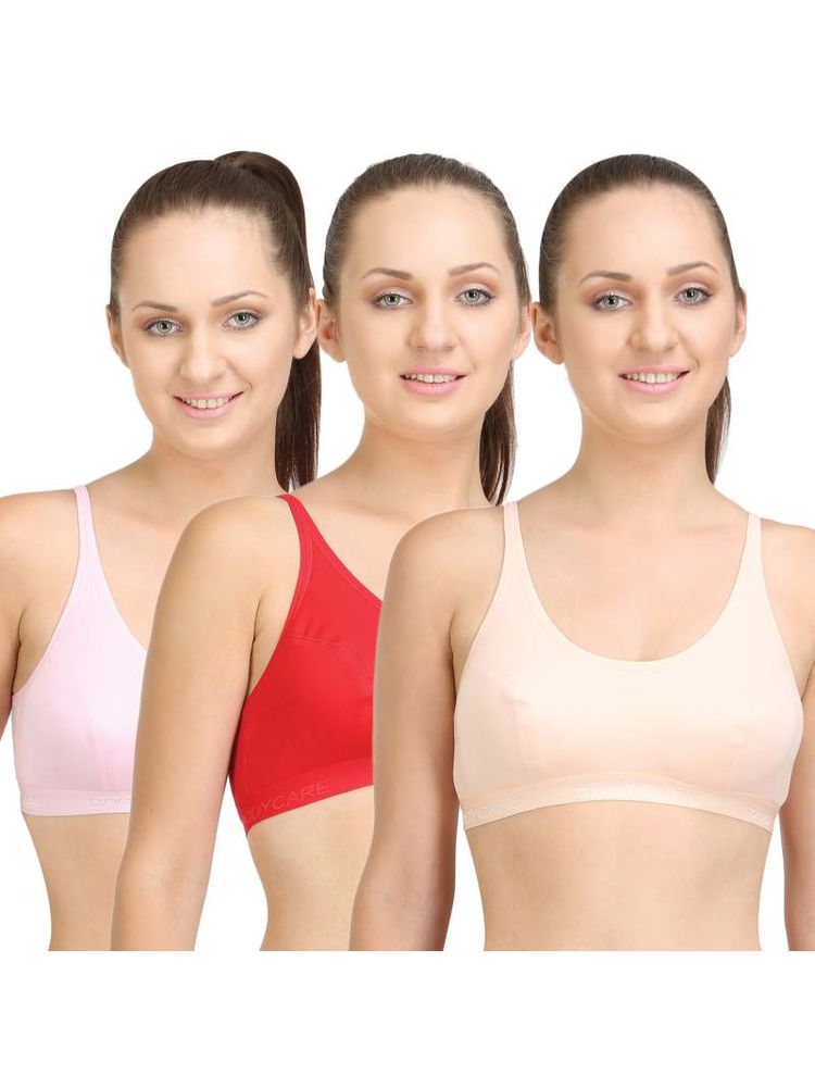 Bodycare Sports Bra In Peach-Pink-Red Color (Pack of 3)-picture-11