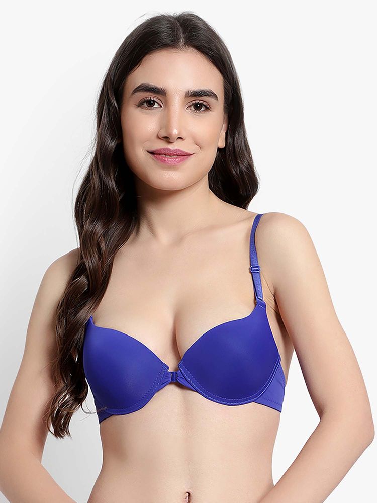 BRACHY Women Blue Underwire Padded Push-Up Plunge Multiway Bra-image-20
