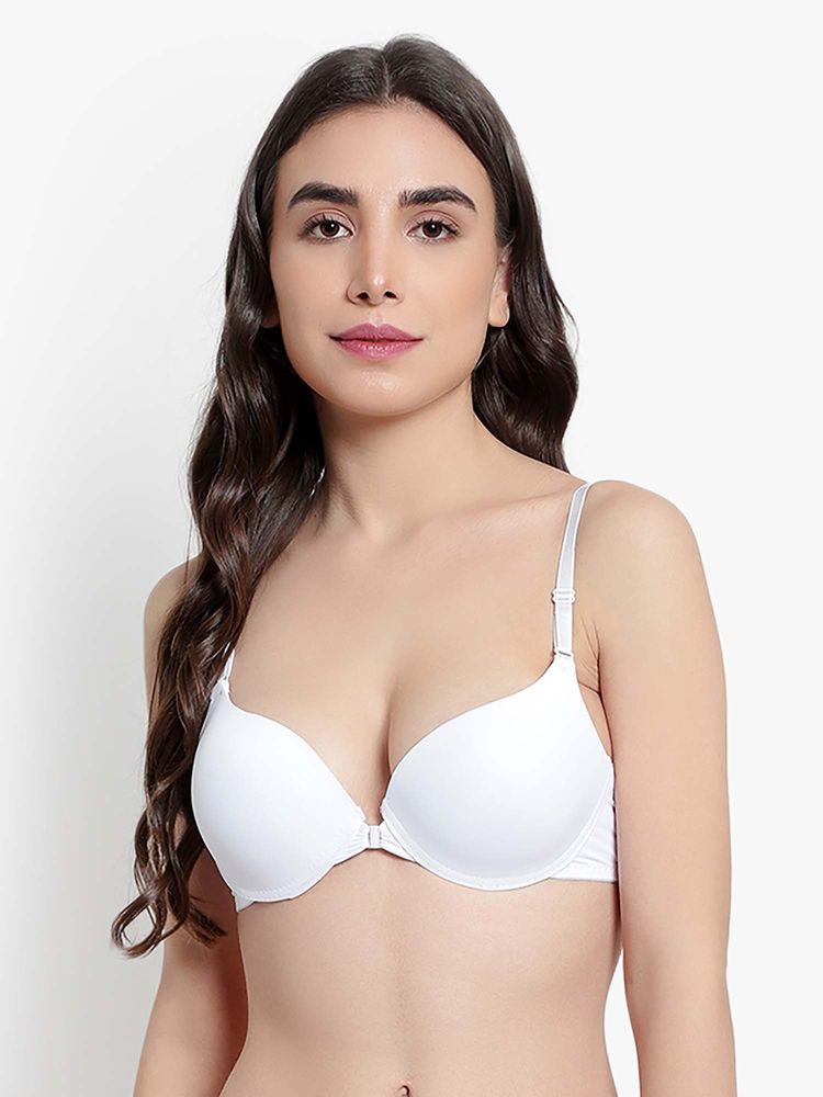BRACHY Women White Underwire Padded Push-Up Plunge Multiway Bra-image-31
