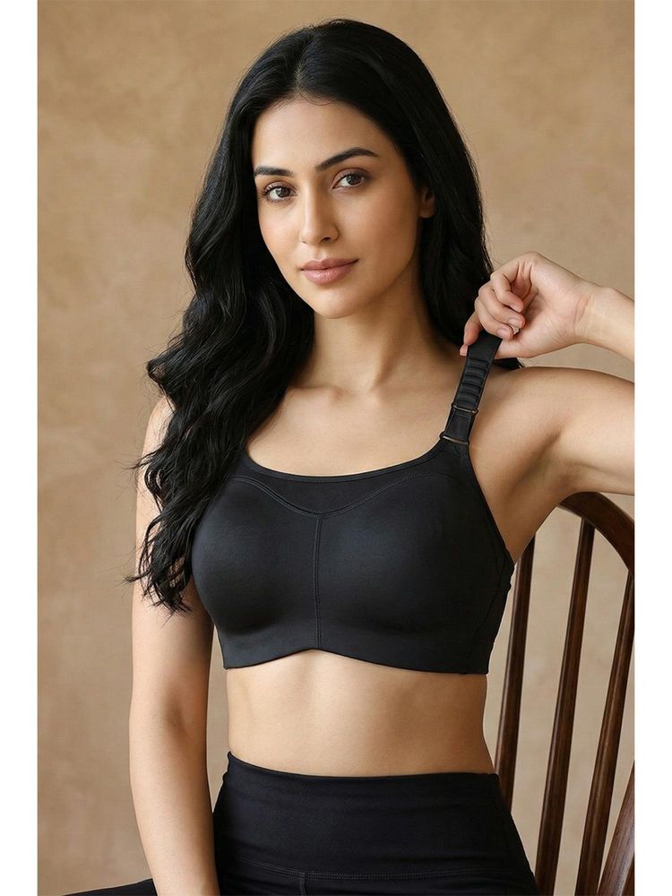 Zivame Zelocity High Impact Quick Dry Sports Bra - Jet Black-image-36