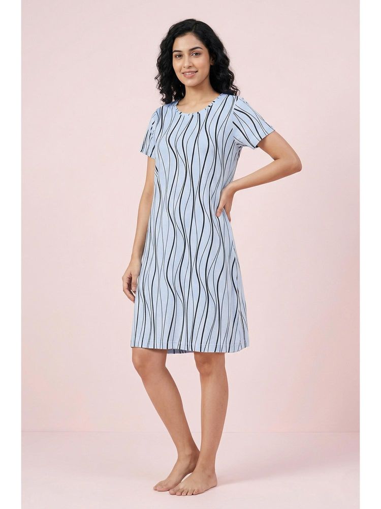 Zivame Knit Cotton Knee Length Nightdress - Island Paradise-picture-21