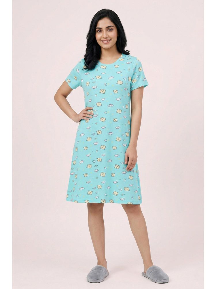 Zivame Knit Cotton Knee Length Nightdress - Island Paradise-picture-19