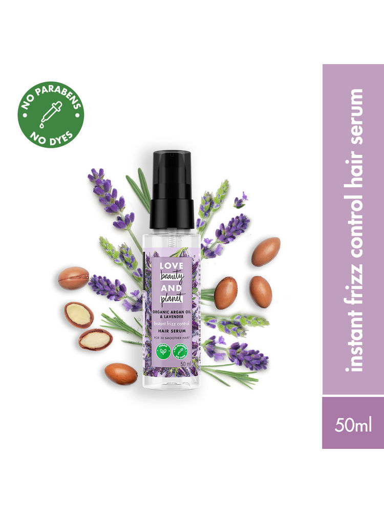 Love Beauty & Planet Argan Oil & Lavender Hair Serum For Smooth Frizz-Free Hair