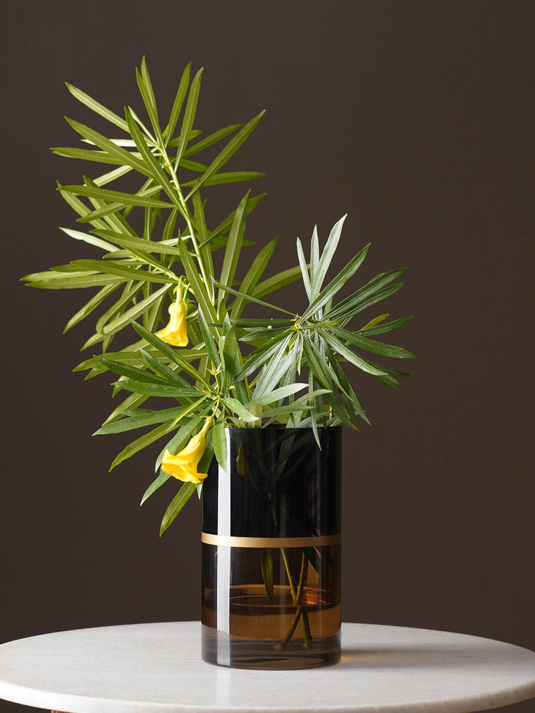 Pure Home + Living Brown & Black Two Tone Cylindrical Glass Vase-image-35