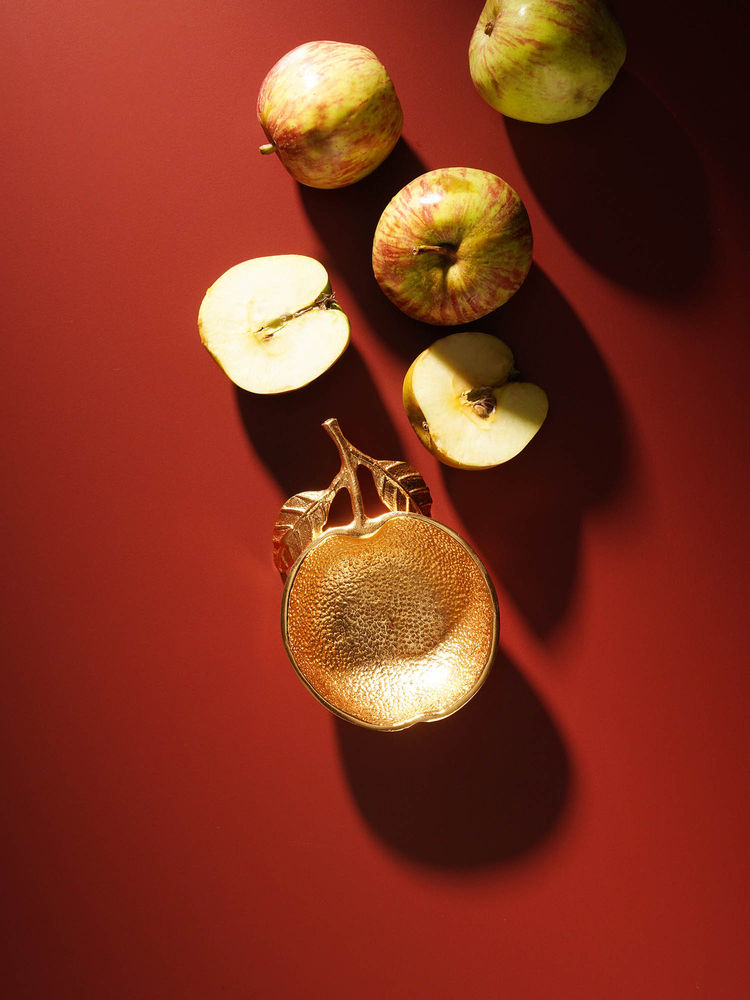 Pure Home + Living Gold Apple Shaped Textured Decorative Bowl-image-36