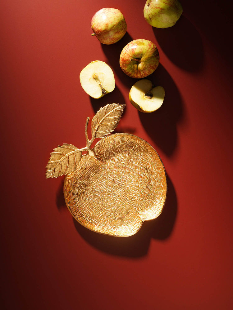 Pure Home + Living Gold Apple Shaped Textured Decorative Platter-image-8
