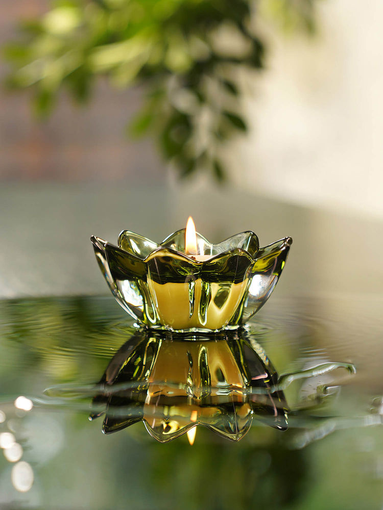 Pure Home + Living Green Floral Shaped Tealight Holder (Pack of 2)-picture-24