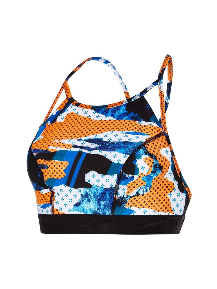 Speedo Women's Inject Wave Crop Top H20 Active - Black & Orange-picture-38