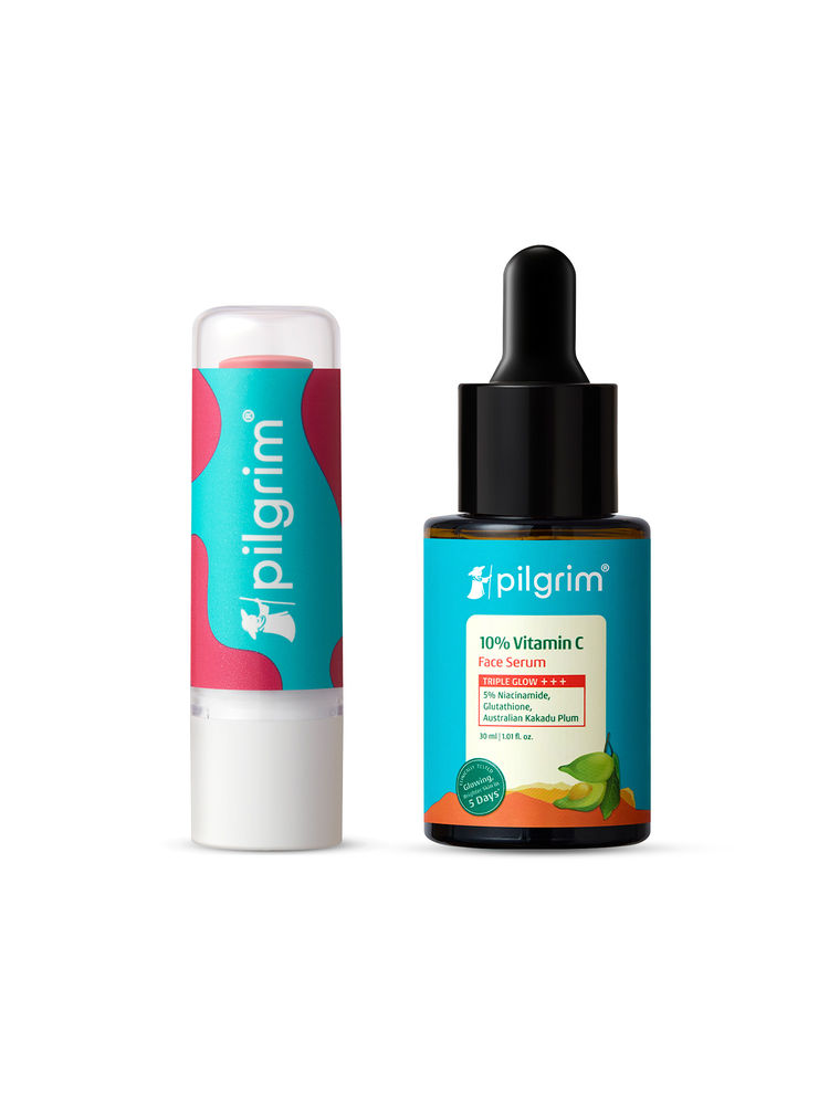 Pilgrim Vitamin C Tinted Lip Balm and 10% Vitamin C Face Serum Duo Brighten Skin and Lip-picture-17