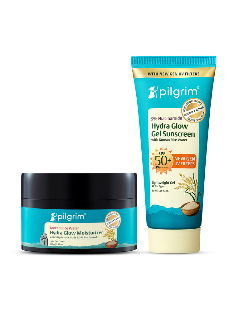 Pilgrim Korean Rice water Hydra Glow Gel Moisturizer and SPF 50+ PA++++ Gel Sunscreen Duo-image-13