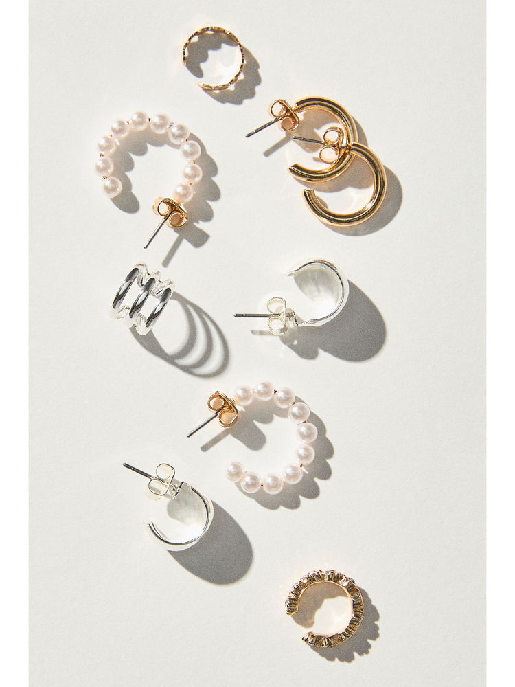 H&M Women Gold Hoop earrings and ear cuffs-image-11
