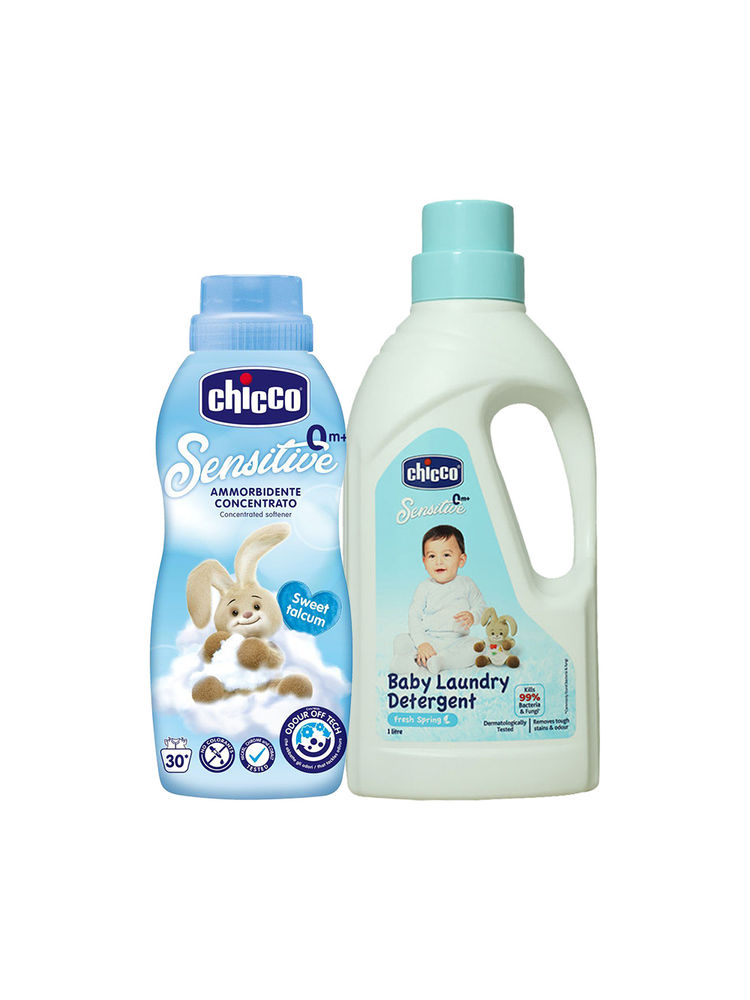 Chicco Laundry Detergent Fresh Spring + Bottle Softener Sweet Talcum