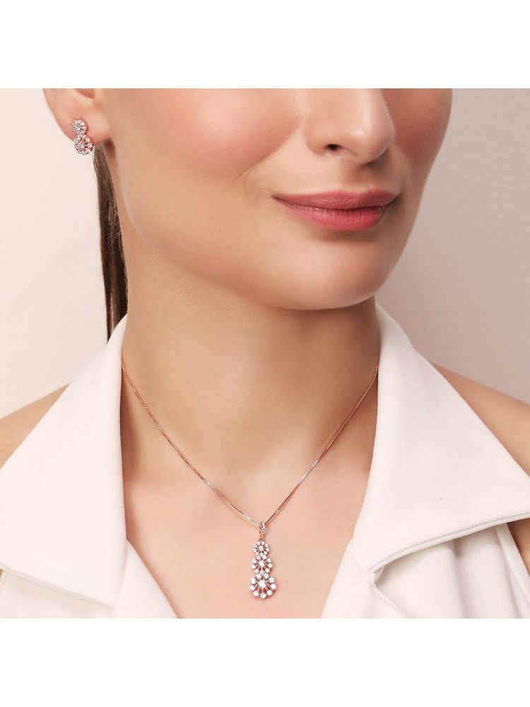 Zavya Blooming Beauty 925 Sterling Silver Rose gold Plated Jewelry Set-picture-33