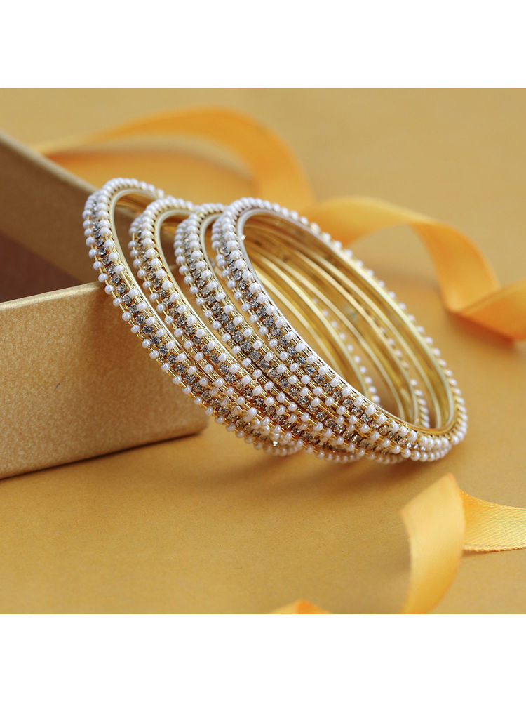 Sukkhi Fascinating Pearl Gold Plated Austrian Diamond Bangles Set Of 4 (B71518ADRL550)-picture-25