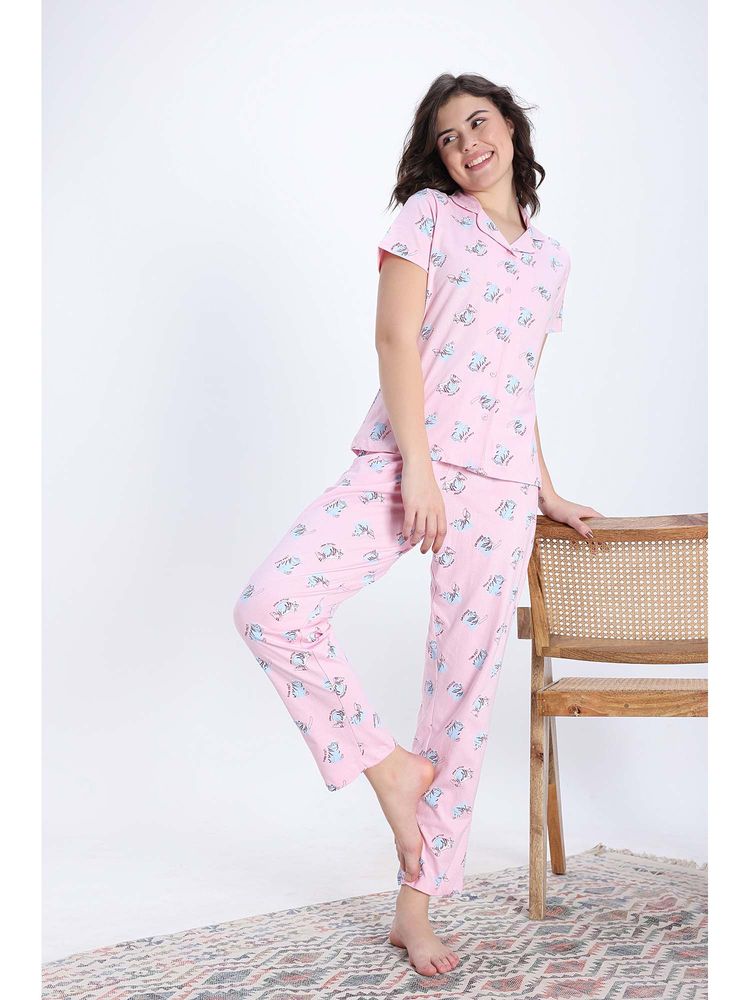Zivame Women Pink Shirt & Pyjama-image-25