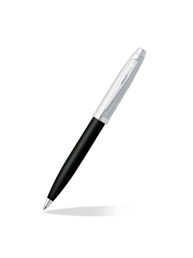 Sheaffer 9313 Gift 100 Ballpoint Pen - Black Barrel Brushed Chrome Cap with Chrome Plated Trim