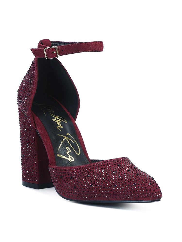 London Rag Embellished Burgundy Heels-image-37