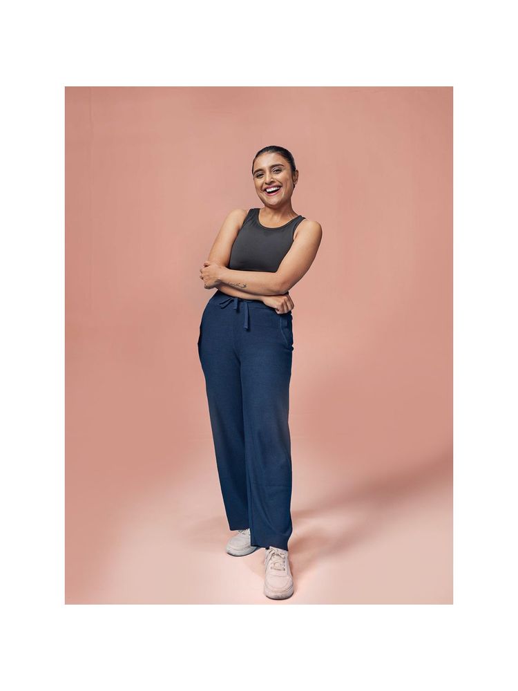 blissclub Bliss Club Women Navy Blue Move All Day Pants Regular with Adjustable Drawstring-picture-11