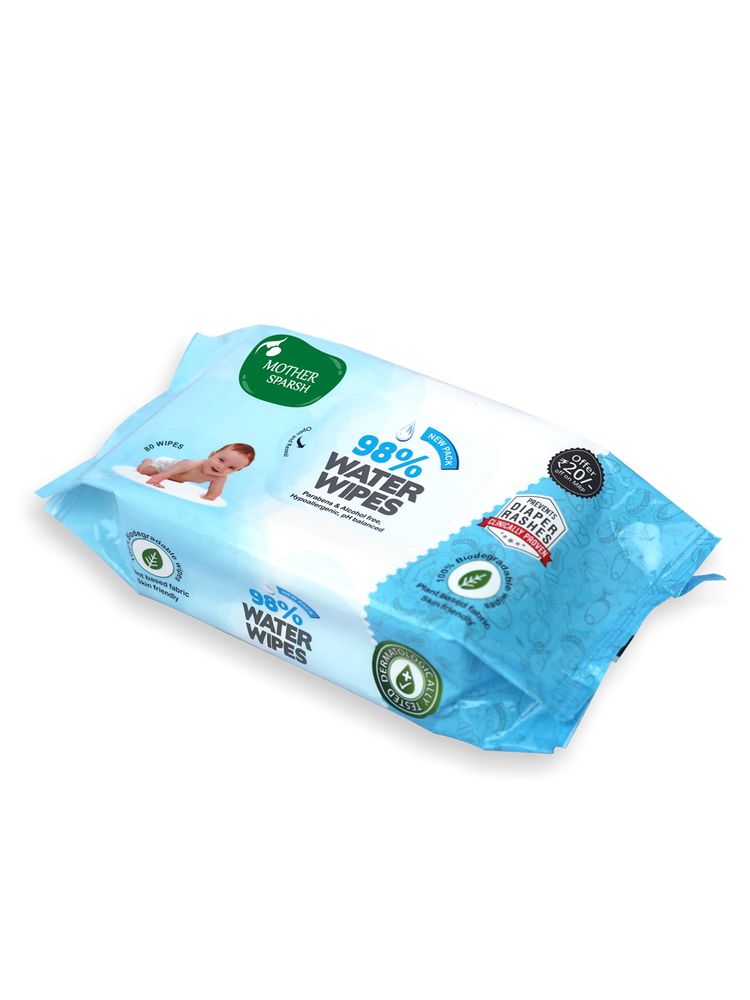 Mother Sparsh 98 % Water Based Wipes Mild -Scented - 80 Pieces-image-3