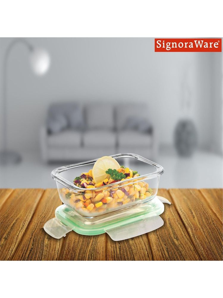 Signoraware Clear Lock N Store Glass Rectangular Container with Lid-picture-42