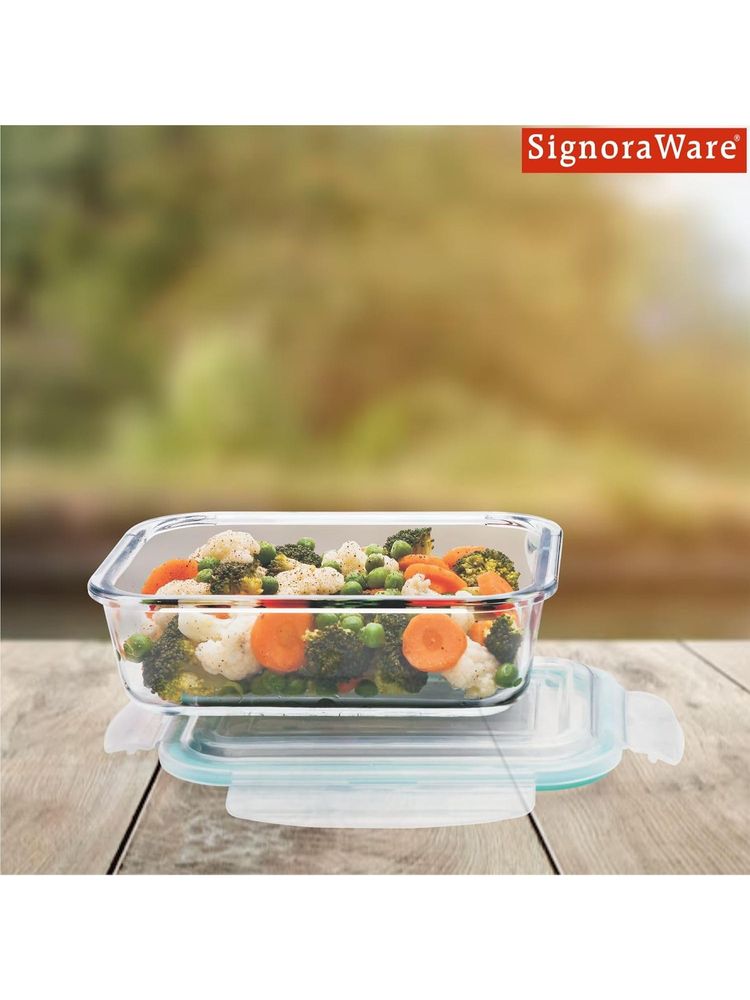 Signoraware Clear Lock N Store Glass Rectangular Container with Lid-image-29