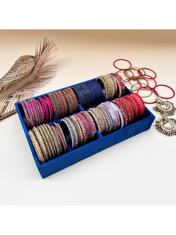 La Trove Premium Blue Velvet 8 Slot Bangles Organiser Display Tray-picture-15