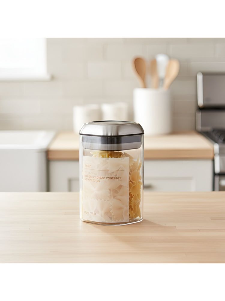 STOR Transparent Glass Storage Container with Press Lid-image-1