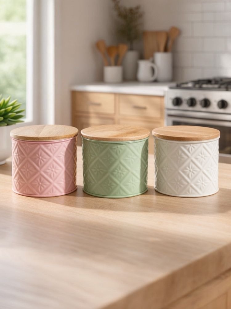 VarEesha Multi-Color Airtight Metal Containers with Lid (Pack of 3)-picture-22
