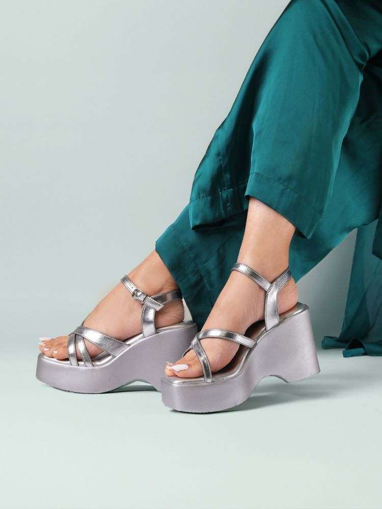 Monrow Zina Silver Sandal Heels-picture-9