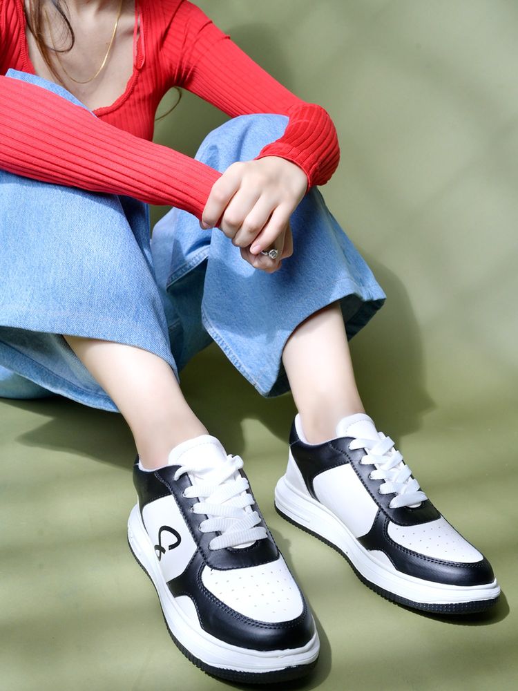 Shoetopia Smart Casual Trendy Black Sneakers for Women-image-30