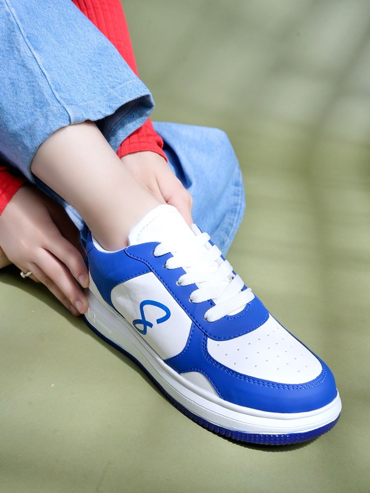Shoetopia Smart Casual Trendy Blue Sneakers for Women-image-20