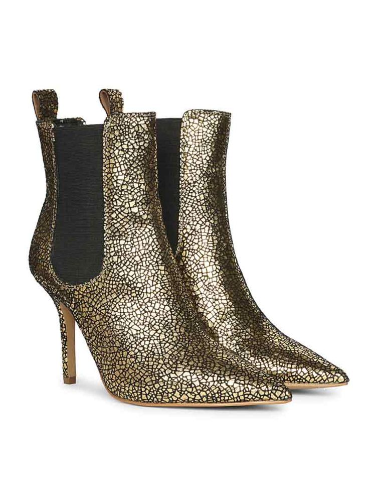 Saint G Women Gold Metallic Leather Stiletto Chelsea Boots-image-32