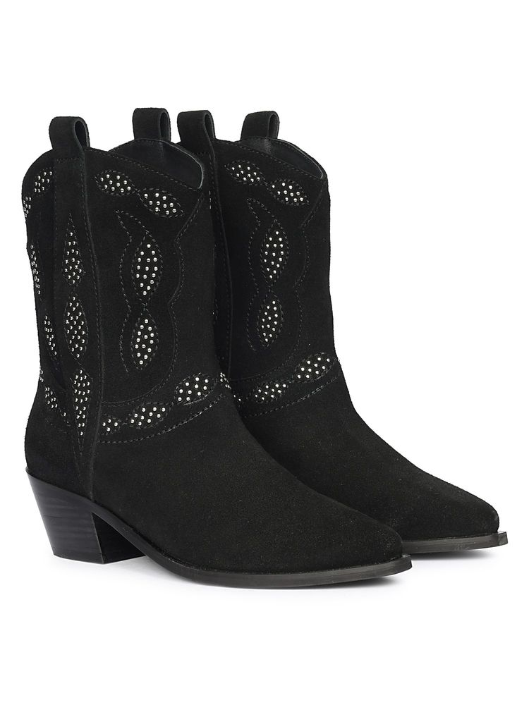Saint G Women Black Leather Casual Boots-image-20