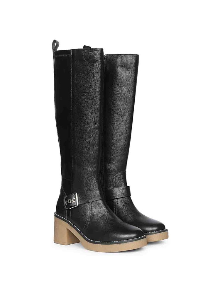 Saint G Women Black Leather Long Casual Boots-image-21