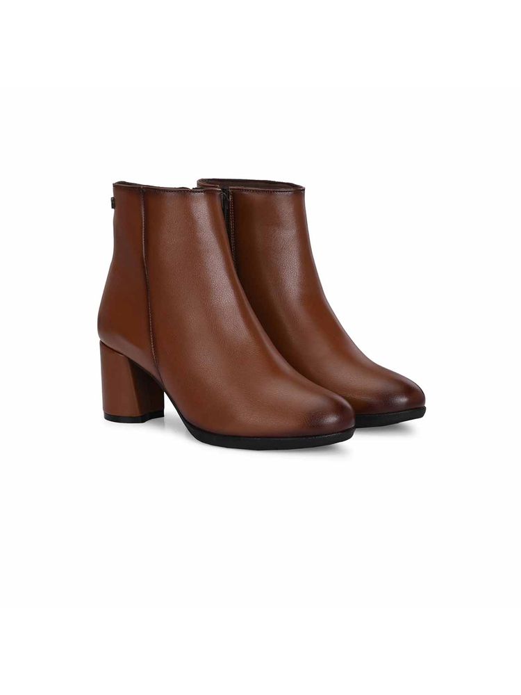 Delize Women Tan Synthetic Round Toe High Top Chelsea Boots-image-49