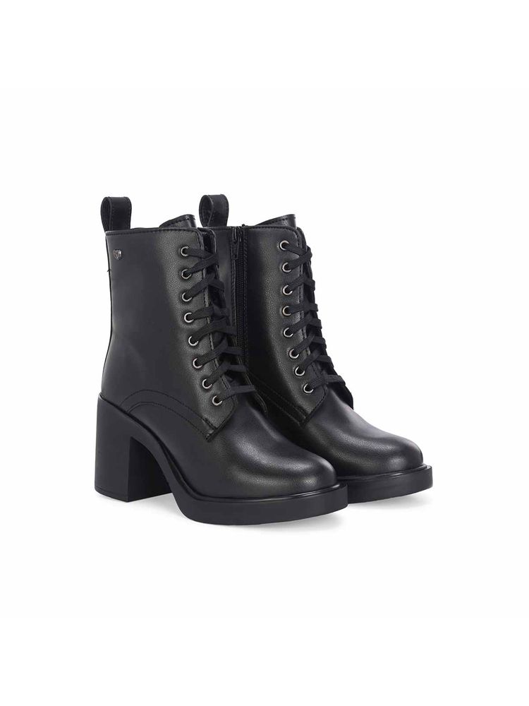 Delize Women Black Synthetic Round Toe High Top Casual Boots-image-48