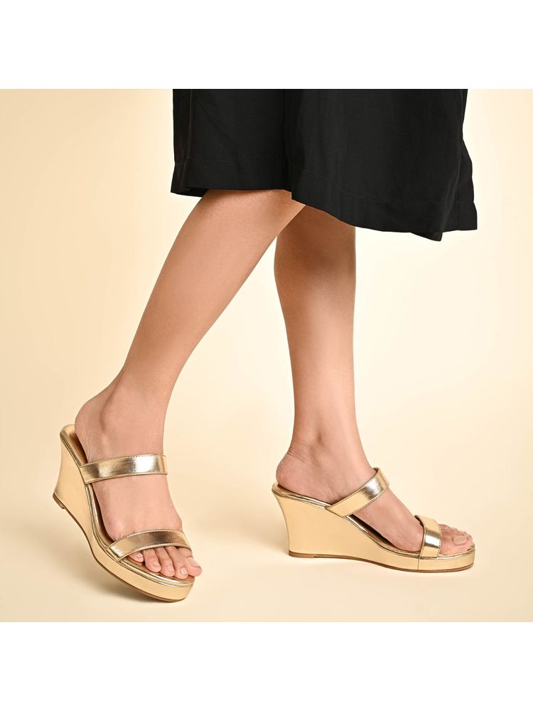 SKO Gold 2 Strap Wedges Heel-image-21