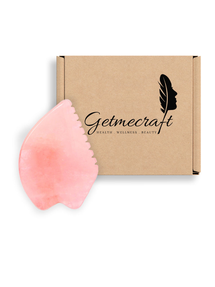 Getmecraft Rose Quartz Leaf Shape Gua Sha Facial Massage Tool With Teeth Shape Edges-picture-10