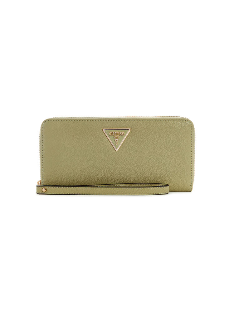 guess sage green solid laurel zip around wallet