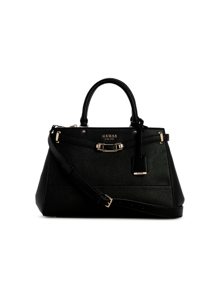 guess fashion Guess Black Solid Sylvie Luxury Satchel Bag-picture-15