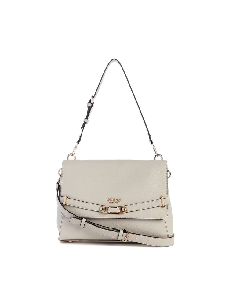 guess fashion Guess Stone Beige Solid Sylvie Flap Shoulder Bag-picture-24