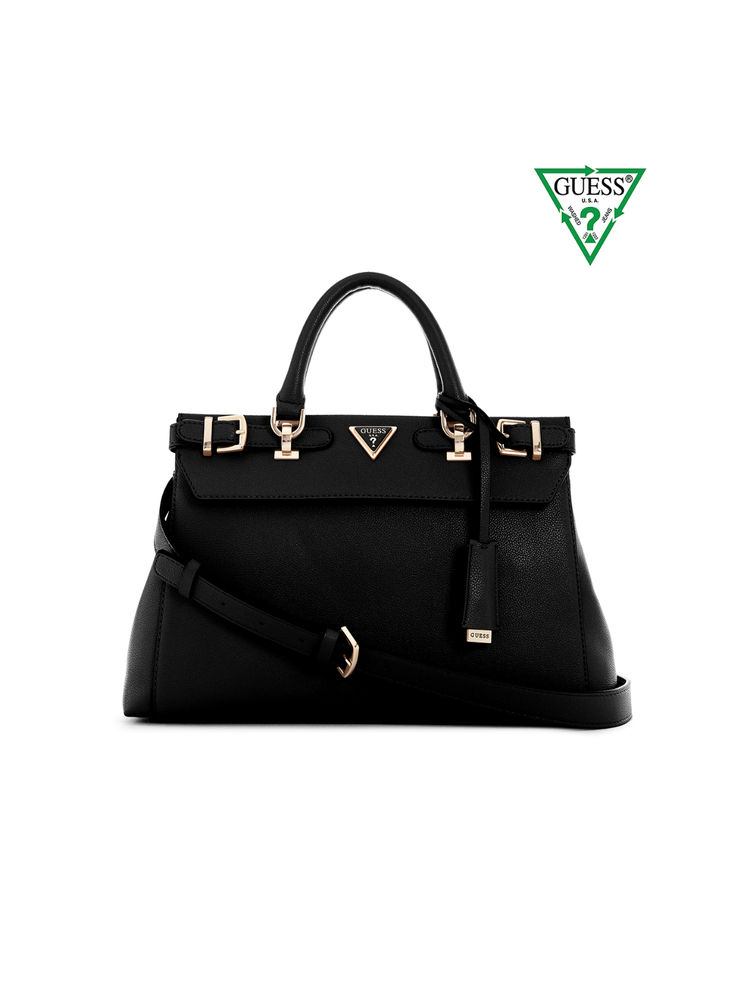 guess black solid eco ali luxury satchel bag