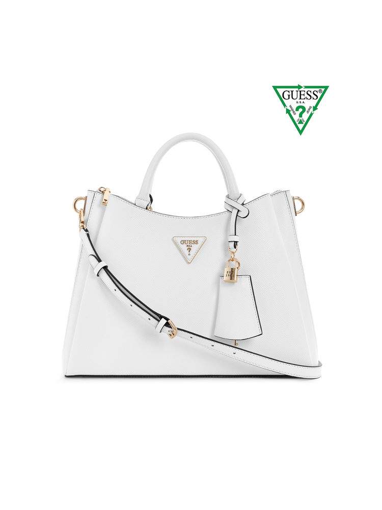 guess fashion Guess White Solid Eco Jazlynn Girlfriend Satchel Bag-picture-21