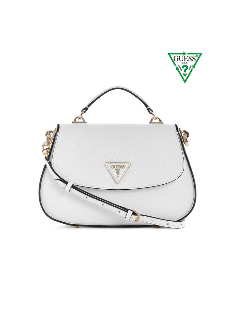 guess fashion Guess White Textured Eco Jazlynn Top Sling Bag-picture-10