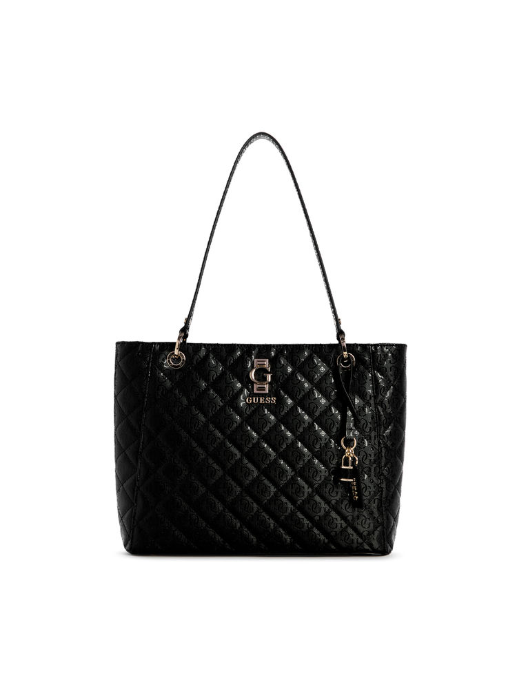 Guess Black Quilted Bessey Noel Shoulder Bag-image-21