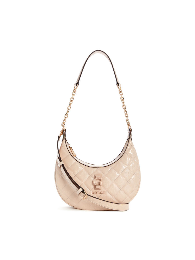 Guess Sand Beige Quilted Bessey Hobo Bag-image-26