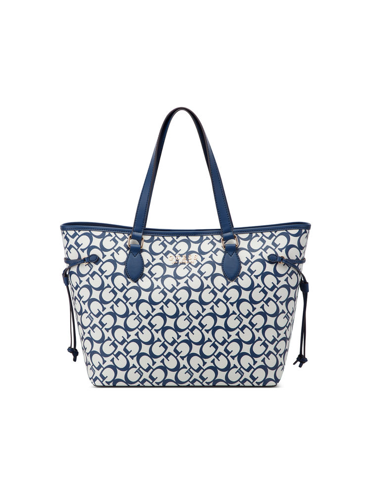 Guess Navy Blue Printed Ashburn Tote Bag-image-42