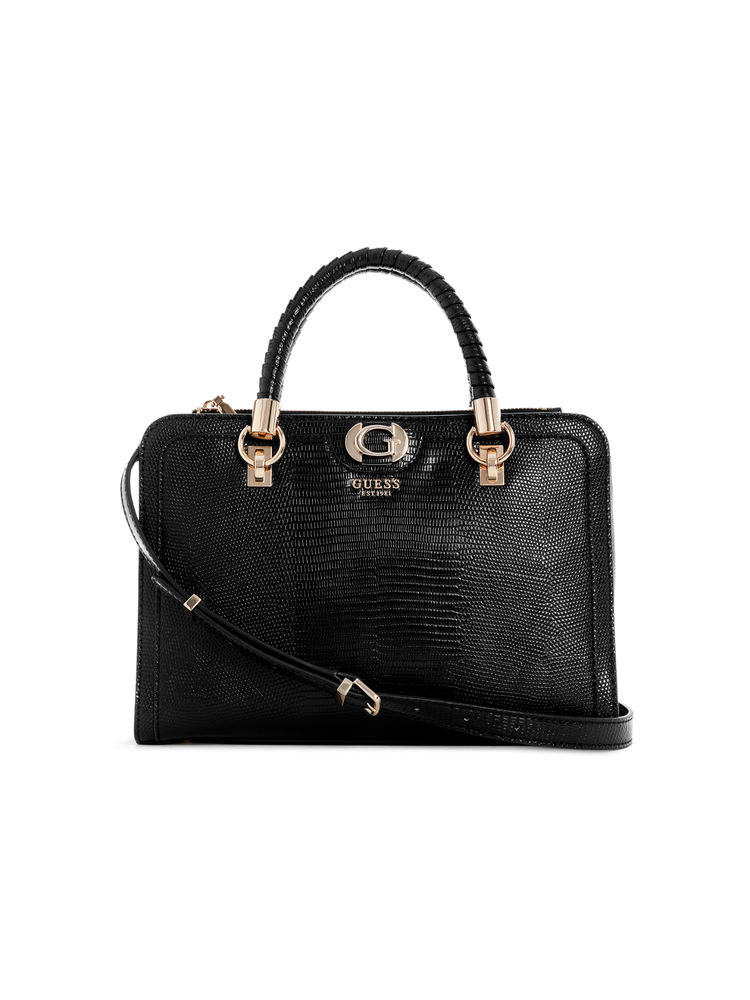 guess fashion Guess Black Textured Orlina Society Satchel Bag-picture-34