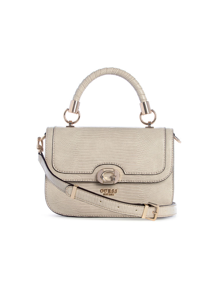 Guess Taupe Textured Orlina Top Handle Sling Bag-image-22